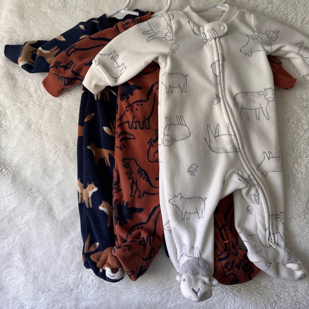 Carter's Navy and White Animal Print Footies